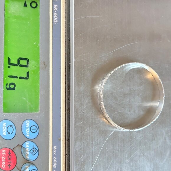 Sterling Silver 925 Scroll Floral Flower Design Bangle Bracelet Size 7.5" Fit - Picture 9 of 9